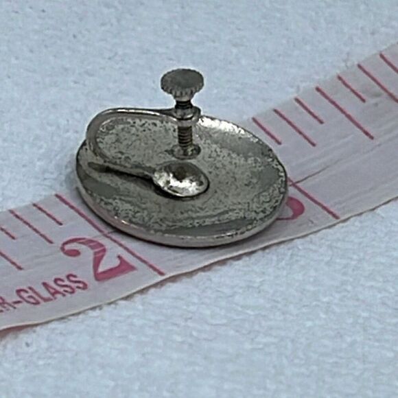 VTG Cloisonné red with flower screw back earrings - Picture 4 of 5